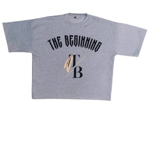 THE BEGINNING GREY DROP SHOULDER BOXED TEE
