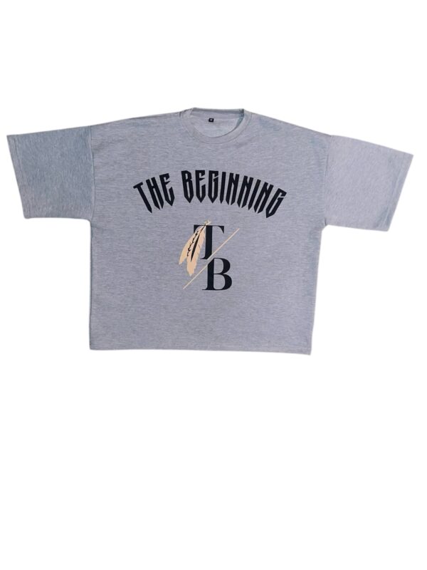 THE BEGINNING GREY DROP SHOULDER BOXED TEE