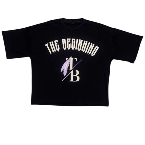 THE BEGINNING BLACK DROP SHOULDER BOXED TEE