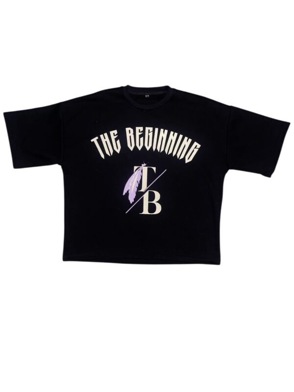 THE BEGINNING BLACK DROP SHOULDER BOXED TEE