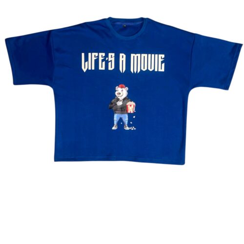 LIFE'S A MOVIE ROYAL BLUE DROP SHOULDER BOXED TEE