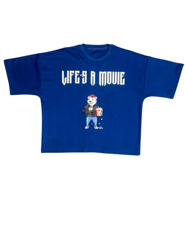 LIFE'S A MOVIE ROYAL BLUE DROP SHOULDER BOXED TEE