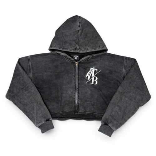 Women Cropped Black Hoodie