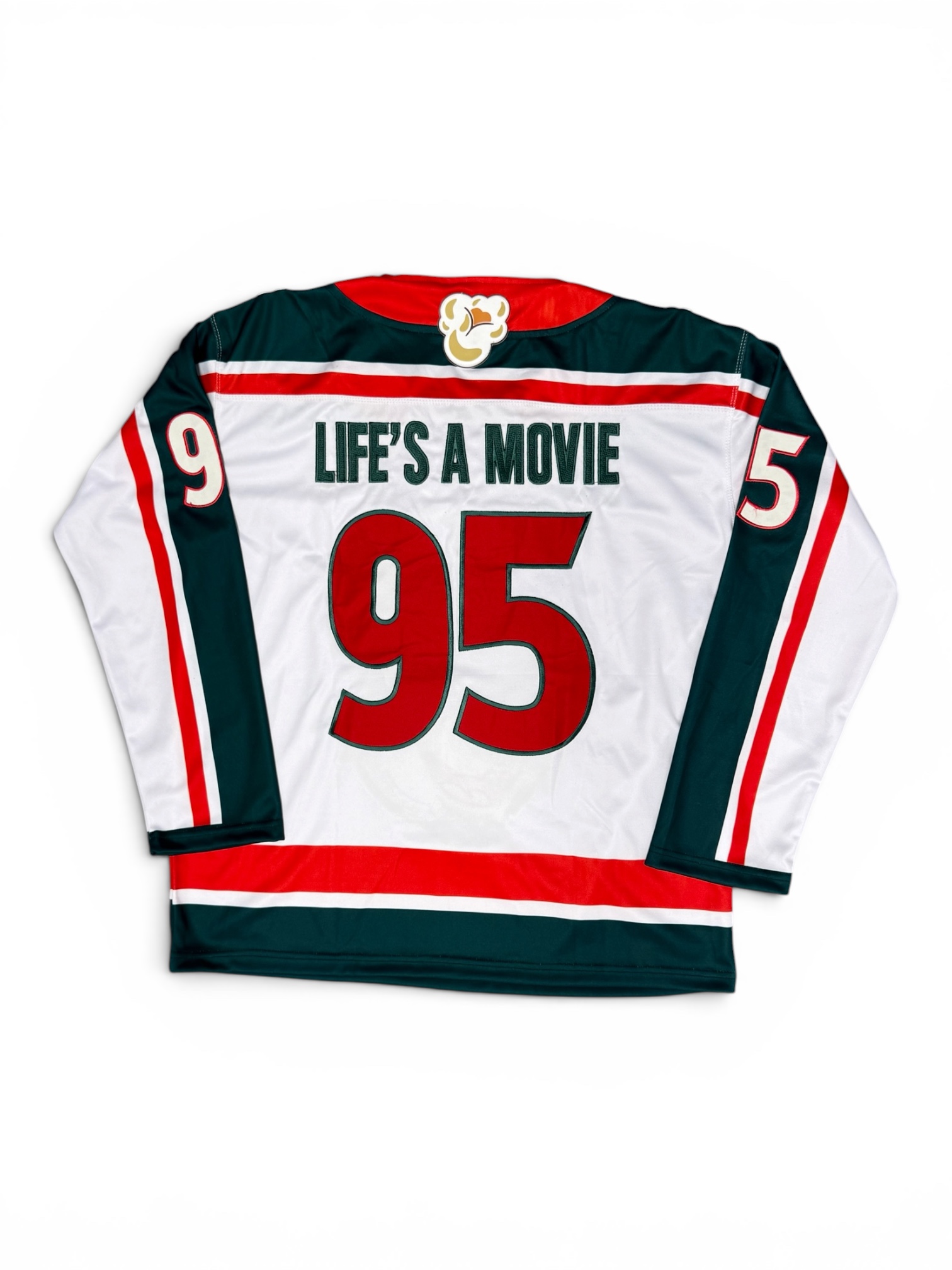 White "Life's A Movie" Hockey Jersey - Image 2